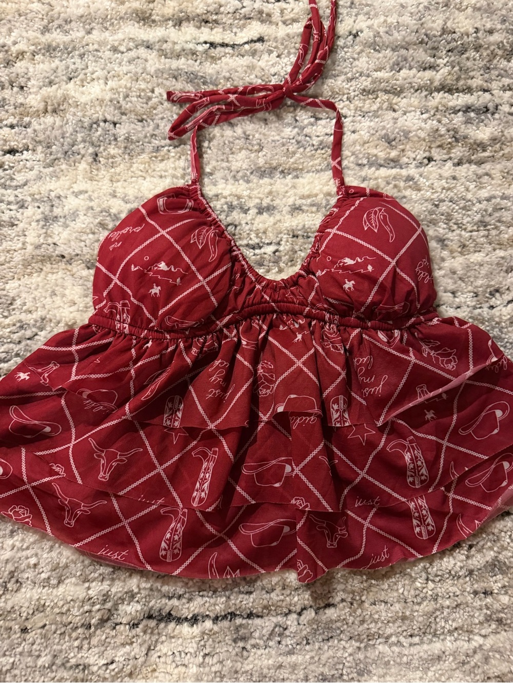 Wild Fable Country Print Crop Halter Top